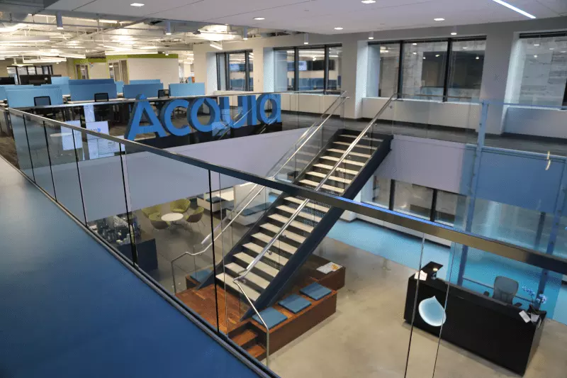 A photo of Acquia's Boston office taken from the top floor.