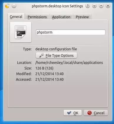 KDE Set Desktop Shortcut Icon General Settings